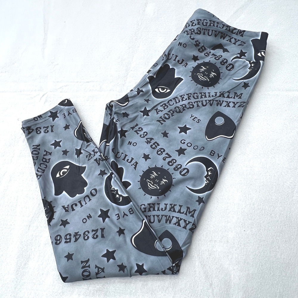 Ouija Board Print Leggings Grey Celestial Hamsa Hand Occult Goth Pants One size